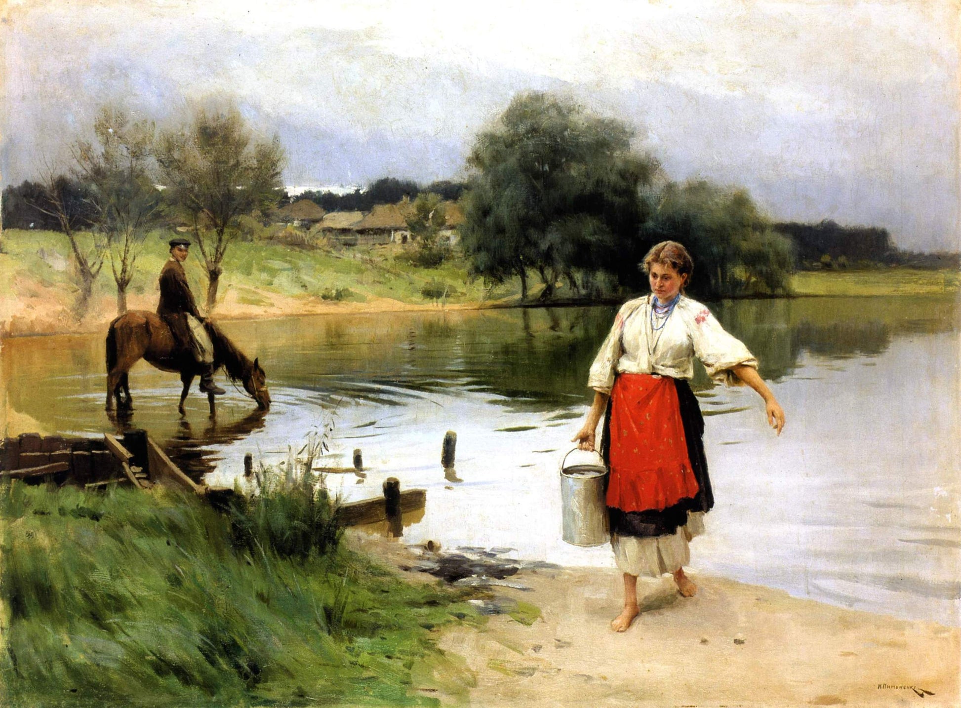 On the River by Nikolai Pimonenko,A3(16x12")Poster