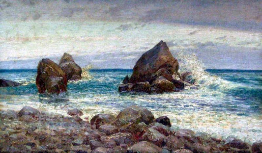 Rocks in the Sea, vintage artwork by Viktor Baturin, 12x8" (A4) Poster