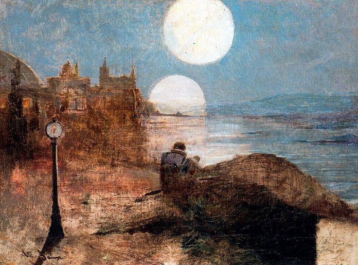 Double Moon, vintage artwork by Casimiro Sainz y Saiz, 12x8" (A4) Poster