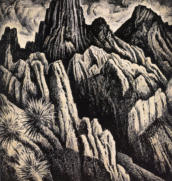 Cordillera Mexicana, vintage artwork by Alfredo Ramos Martinez, 12x8