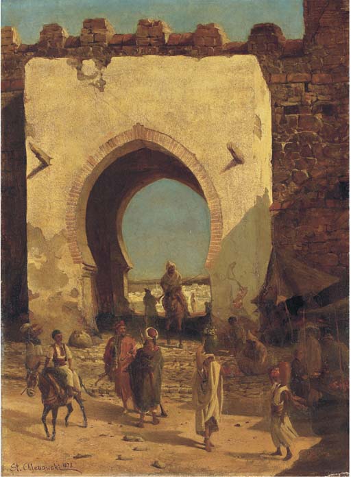 At the city gate, vintage artwork by Stanislaus Poraj Chlebowski, 12x8" (A4) Poster