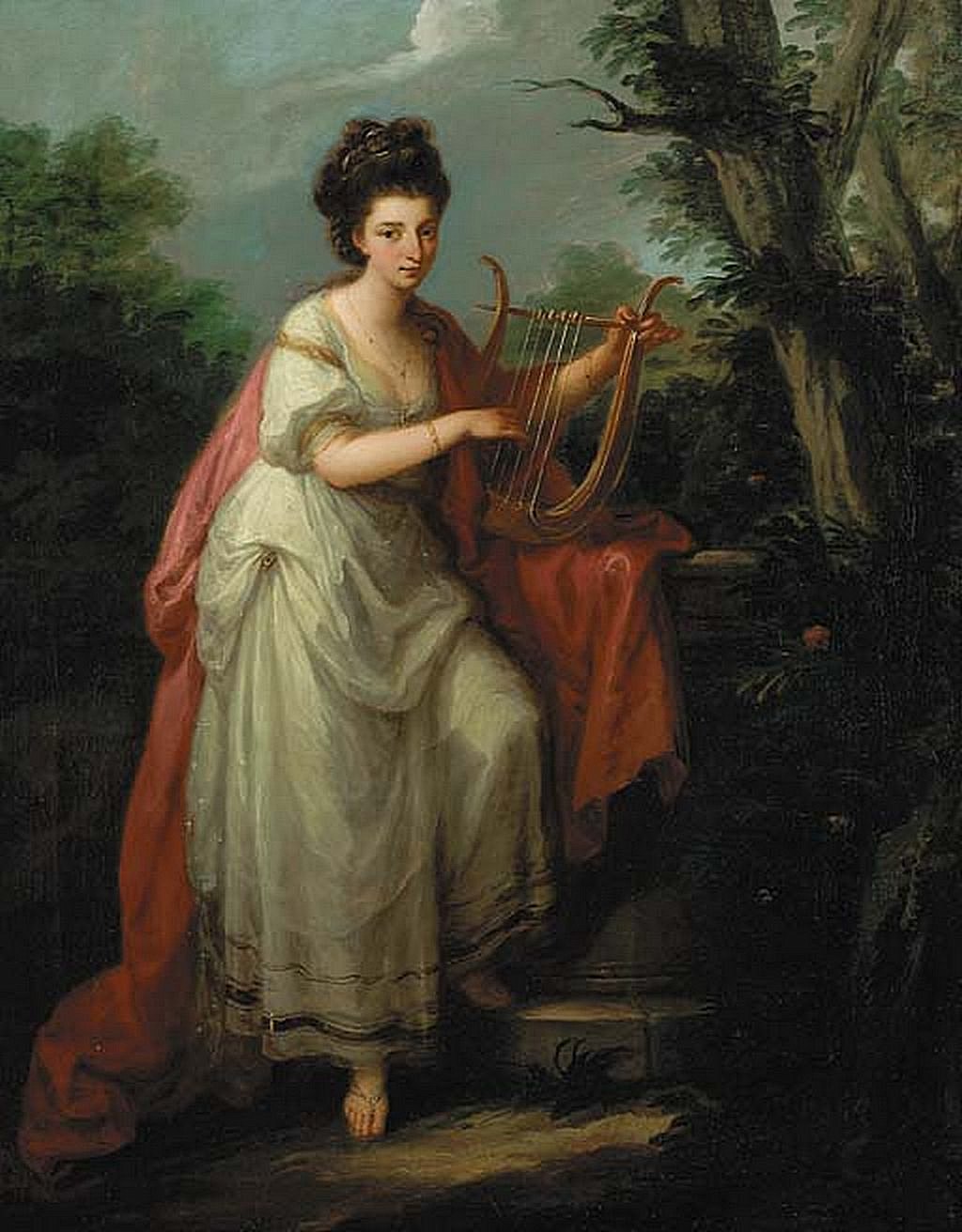 Portrait of a Lady as Music, vintage artwork by Angelica Kauffmann, 12x8" (A4) Poster