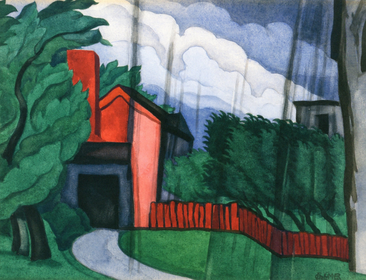 Downpour, vintage artwork by Oscar Bluemner, 12x8" (A4) Poster
