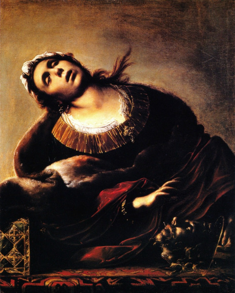 Herodias with the head of  saint John Baptist, vintage artwork by Francesco Cairo, 12x8" (A4) Poster