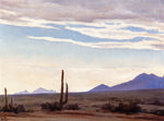 Desert Sky at Evening, Tucson, Arizona, vintage artwork by Maynard Dixon, 12x8" (A4) Poster