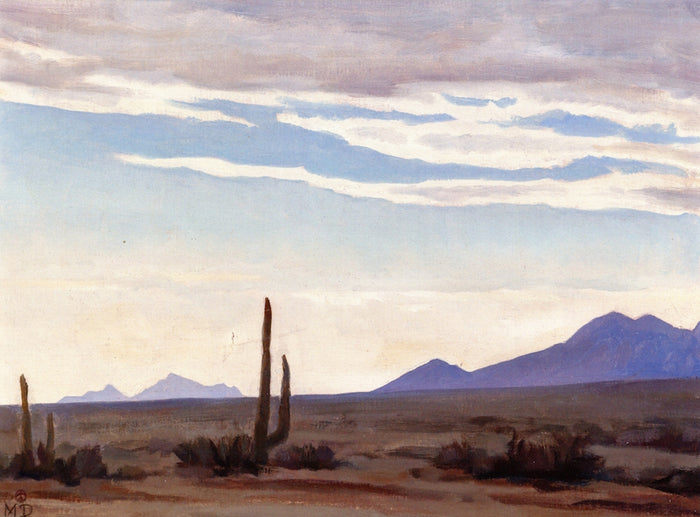 Desert Sky at Evening, Tucson, Arizona, vintage artwork by Maynard Dixon, 12x8