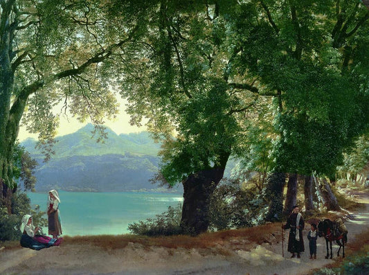 Lake Albano near Rome, vintage artwork by Silvester Shchedrin, 12x8" (A4) Poster