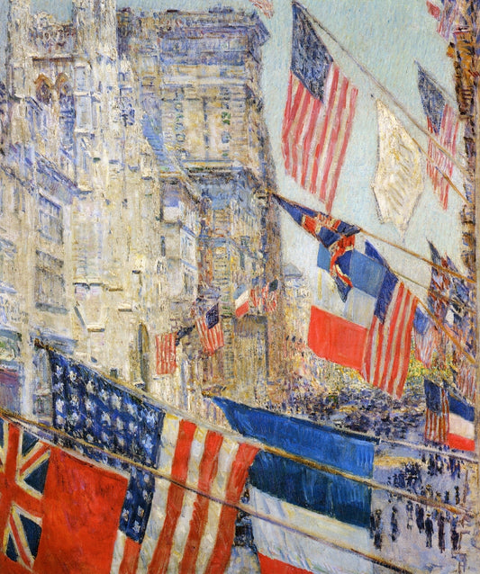 Allies Day, May, 1917, vintage artwork by Childe Hassam, 12x8" (A4) Poster