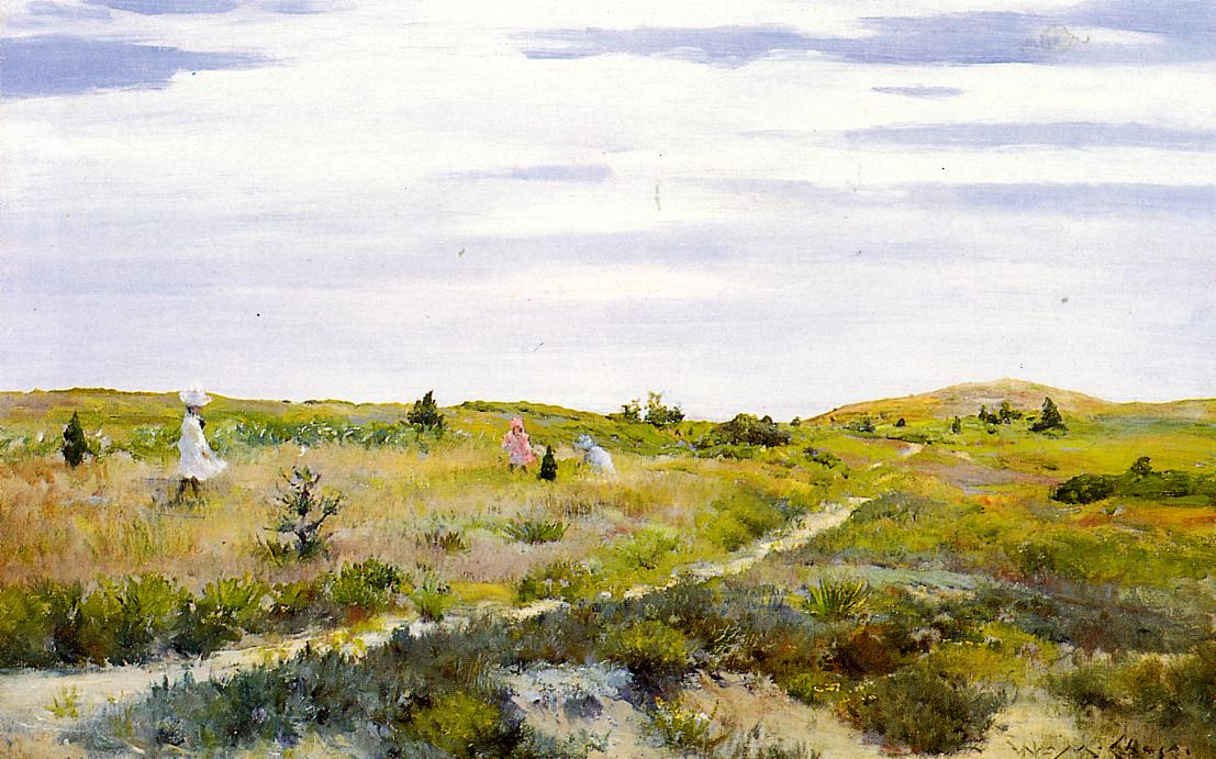 Along the Path at Shinnecock, vintage artwork by William Merritt Chase, 12x8" (A4) Poster