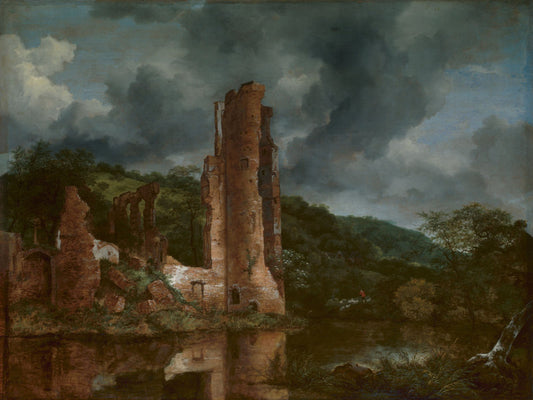 Landscape with the Ruins of the Castle of Egmond, vintage artwork by Jacob van Ruisdael, 12x8" (A4) Poster