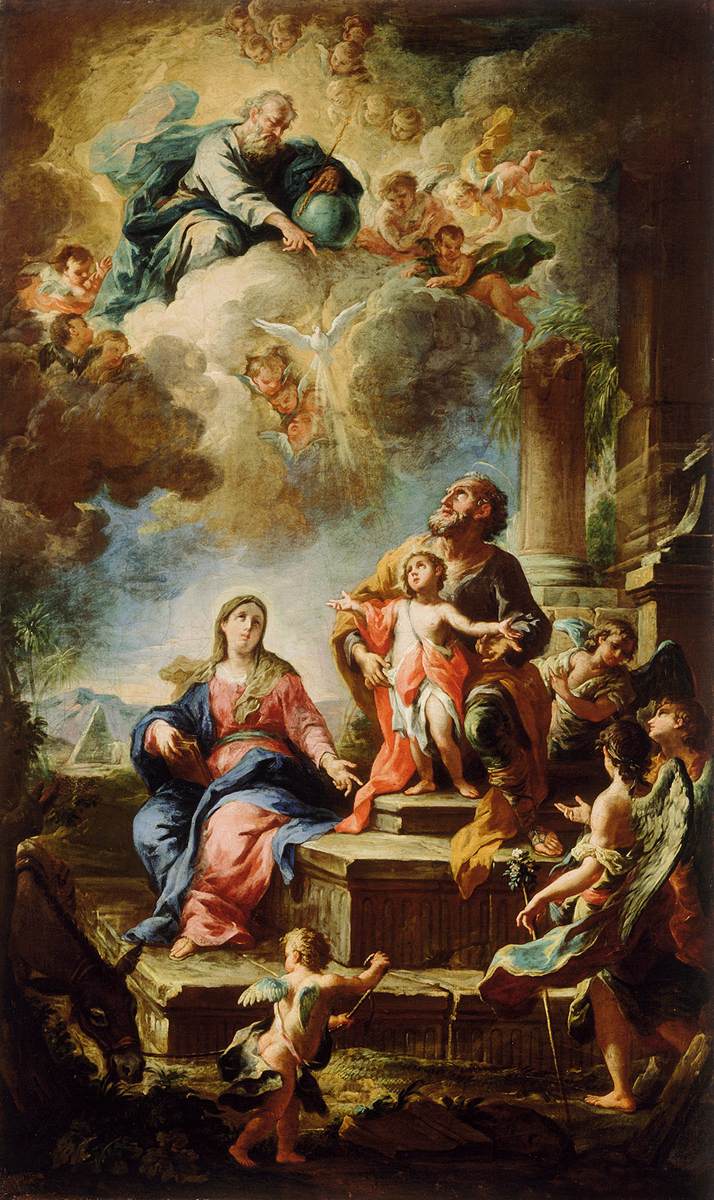 The Rest on The Flight into Egypt, vintage artwork by Martino Altomonti, 12x8" (A4) Poster