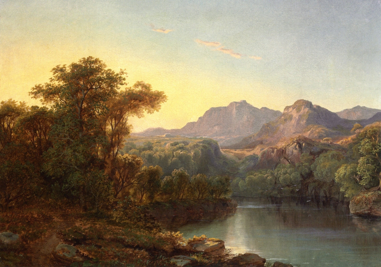 View near Otsego, New York, vintage artwork by Louis Remy Mignot, 12x8" (A4) Poster