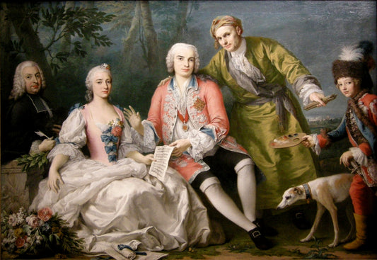 Singer Farinelli and Friends, vintage artwork by Jacopo Amigoni, 12x8" (A4) Poster