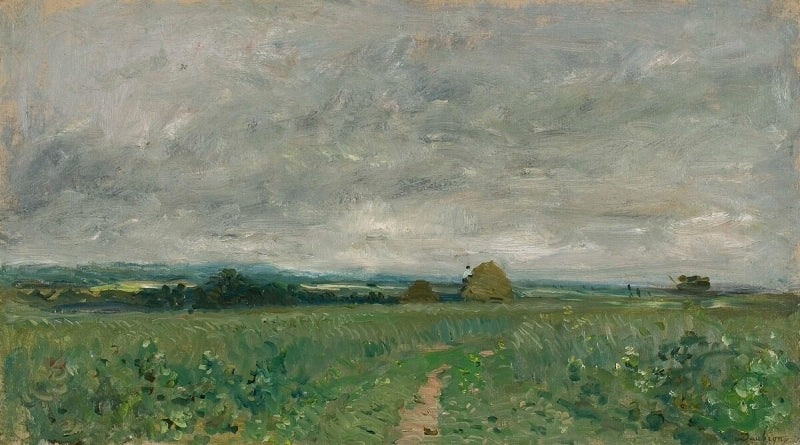 Field of Wheat under a Stormy Sky, vintage artwork by Charles-François Daubigny, A3 (16x12") Poster Print