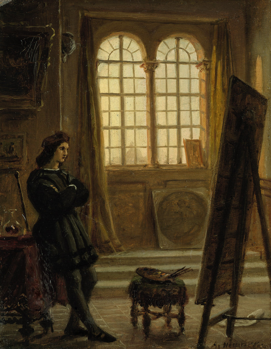 Raphael in His Studio in Florence, vintage artwork by Carl Adolf Henning, A3 (16x12") Poster Print