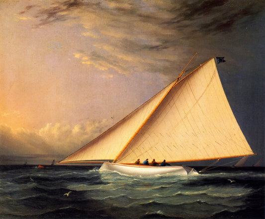 A Racing Yacht on the Great South Bay, vintage artwork by James E. Buttersworth, A3 (16x12") Poster Print
