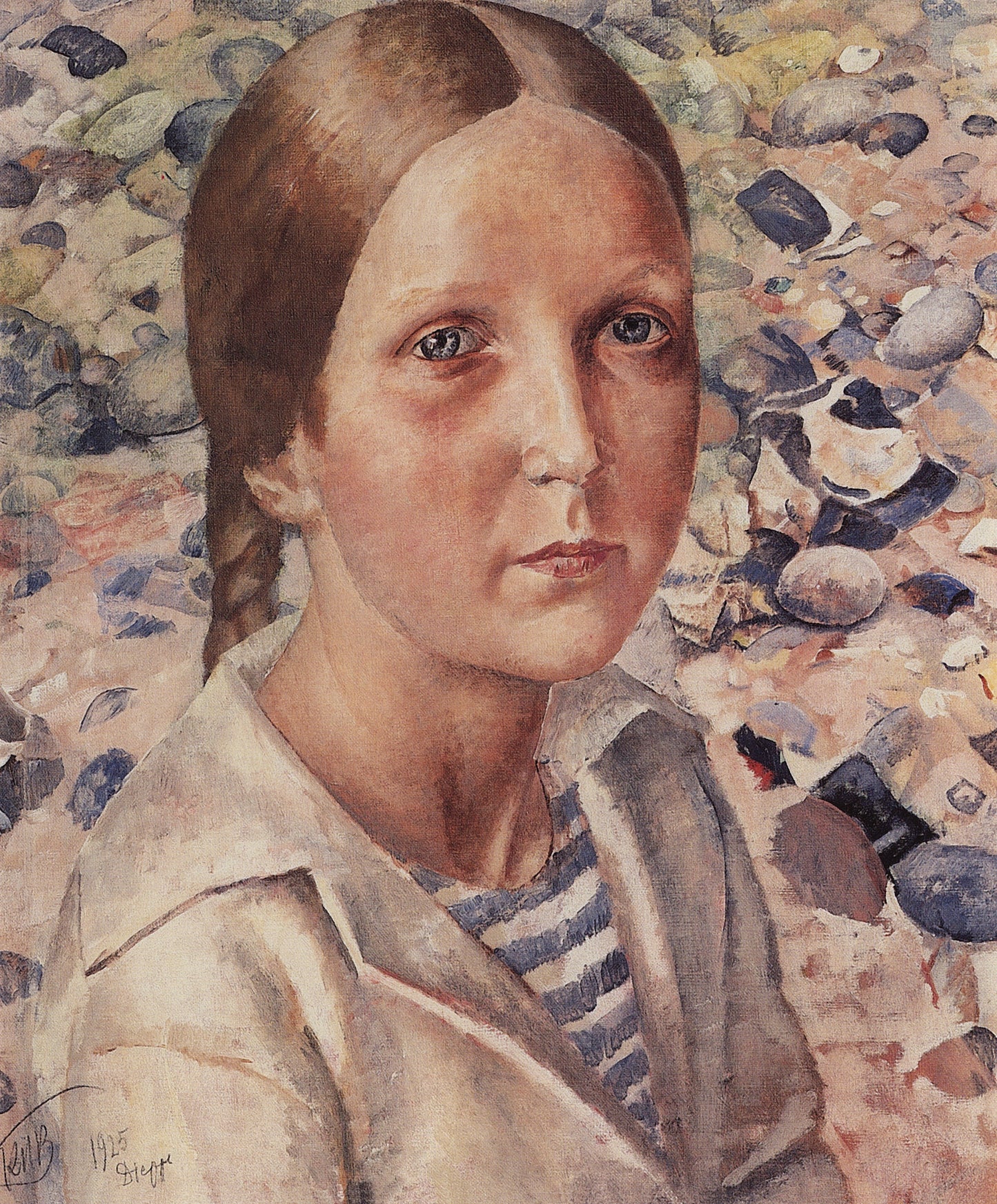 Girl on the Beach, vintage artwork by Kuzma Petrov-Vodkin, 12x8" (A4) Poster