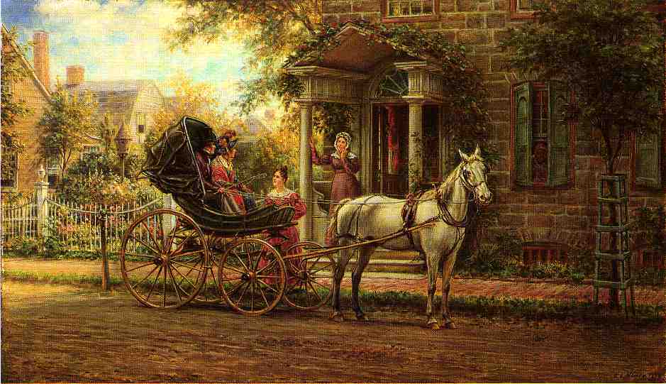 Stopping for a Chat, vintage artwork by Edward Lamson Henry, 12x8" (A4) Poster
