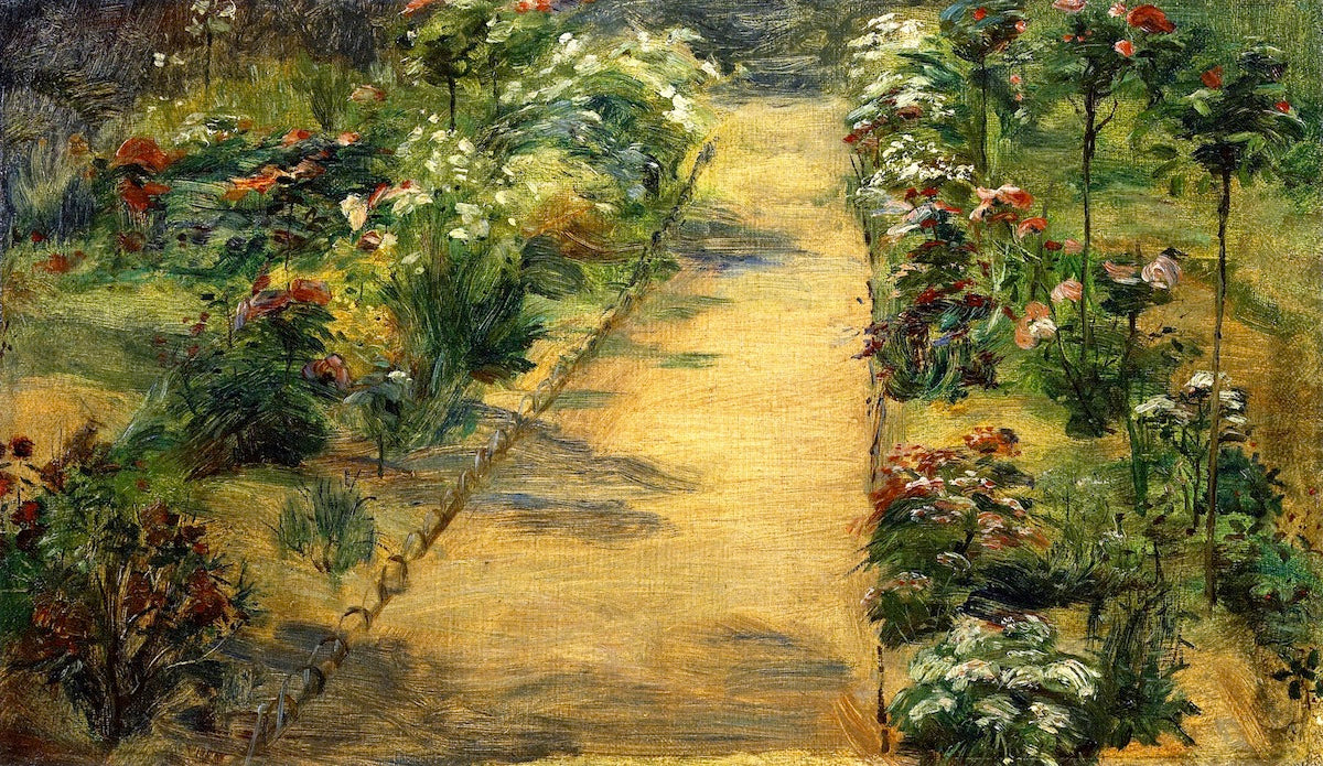 Landscape: Garden Path, vintage artwork by Marie Bracquemond, 12x8" (A4) Poster
