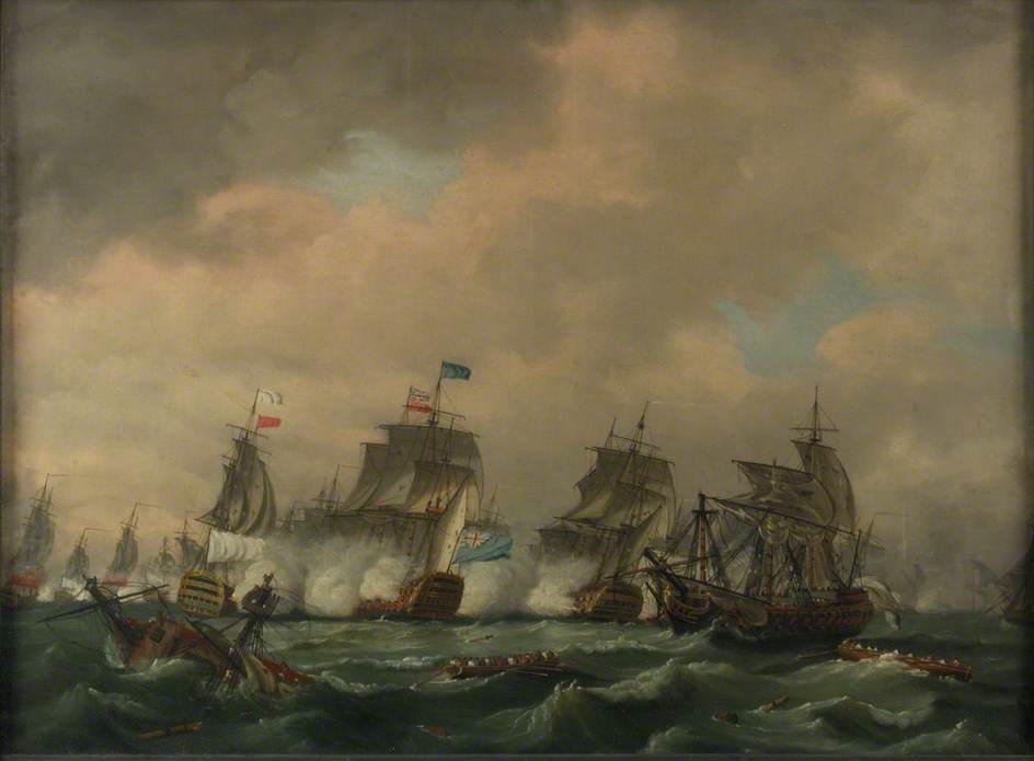The Battle of Quiberon Bay, 20 November 1759, vintage artwork by Thomas Luny, 12x8" (A4) Poster