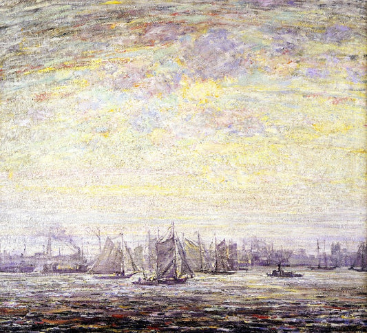 New York Harbor, vintage artwork by Frederick Usher De Voll, 12x8" (A4) Poster
