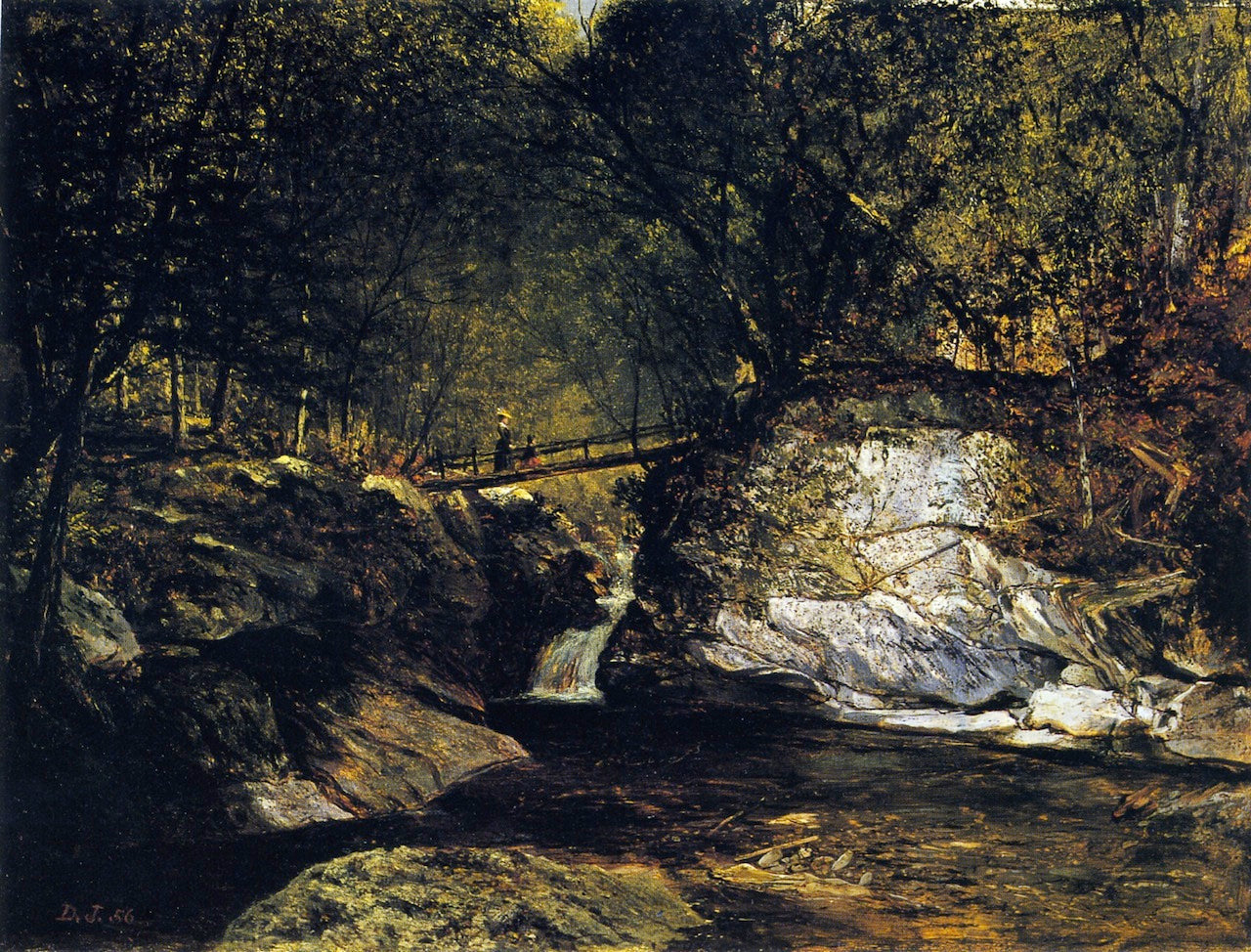 A Study, Bash Bish Falls, vintage artwork by David Johnson, 12x8" (A4) Poster