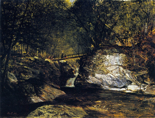 A Study, Bash Bish Falls, vintage artwork by David Johnson, 12x8" (A4) Poster