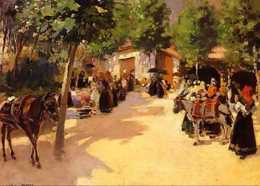 Fiesta en el Pueblo, vintage artwork by Julio Vila y Prades, 12x8" (A4) Poster