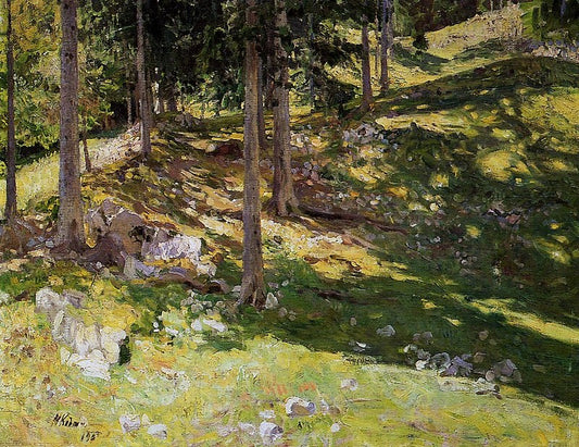 Sunny Forest, vintage artwork by Nikolai Klodt, 12x8" (A4) Poster