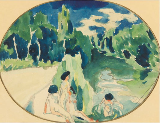 Bathers on the Sura, vintage artwork by Aristarkh Lentulov, 12x8" (A4) Poster