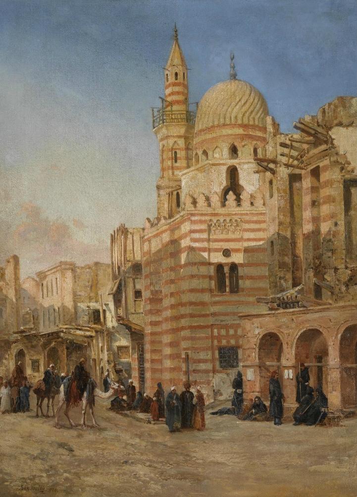 The Mosque of Khair Bek, Cairo, vintage artwork by John Varley the Younger, 12x8" (A4) Poster