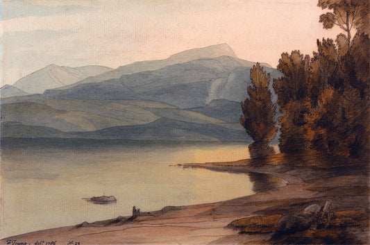 Windermere at Sunset, vintage artwork by Francis Towne, 12x8" (A4) Poster