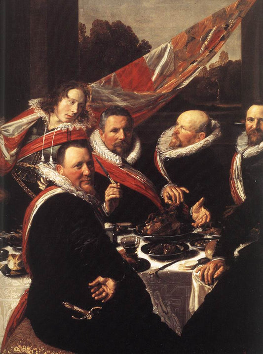 Banquet of the Officers of the St. George Civic Guard [detail], vintage artwork by Frans Hals, 12x8" (A4) Poster