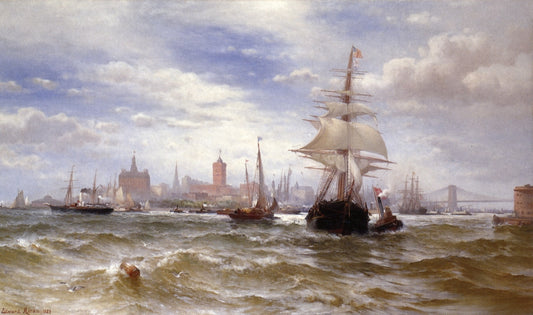 City and Harbor of New York, vintage artwork by Edward Moran, 12x8" (A4) Poster