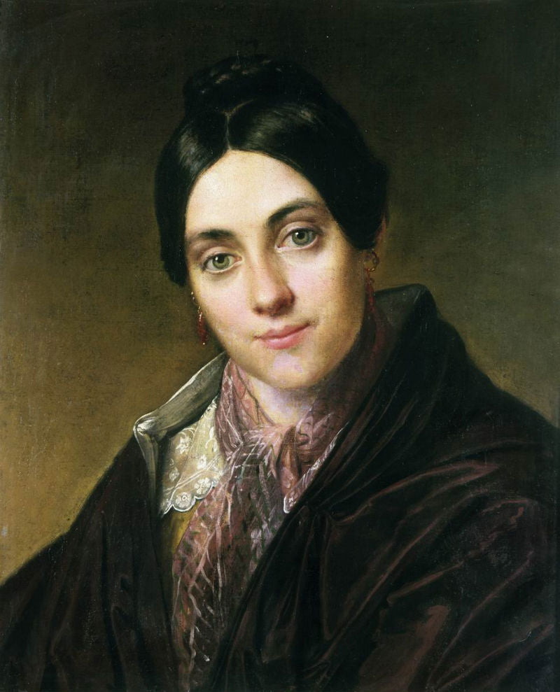 Portrait of L.K. Makovskaya, vintage artwork by Vasily Tropinin, 12x8" (A4) Poster