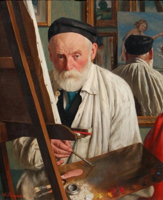 A confrater at work, vintage artwork by Joseph Leempoels, 12x8" (A4) Poster