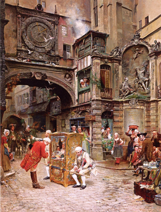 A Happy Encounter, vintage artwork by Francois Adolphe Grison, 12x8" (A4) Poster