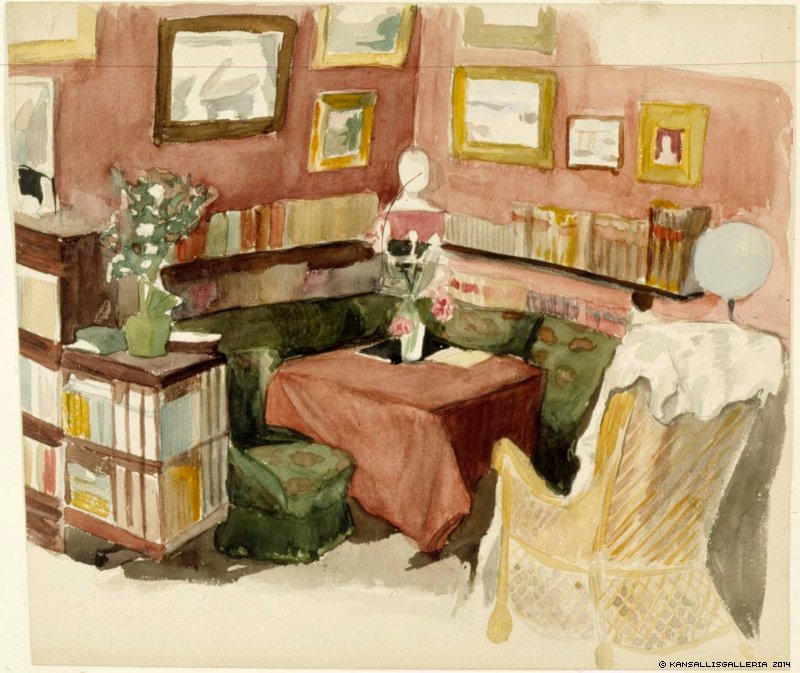 The Interior of the Artist's Home, vintage artwork by Albert Edelfelt, 12x8" (A4) Poster