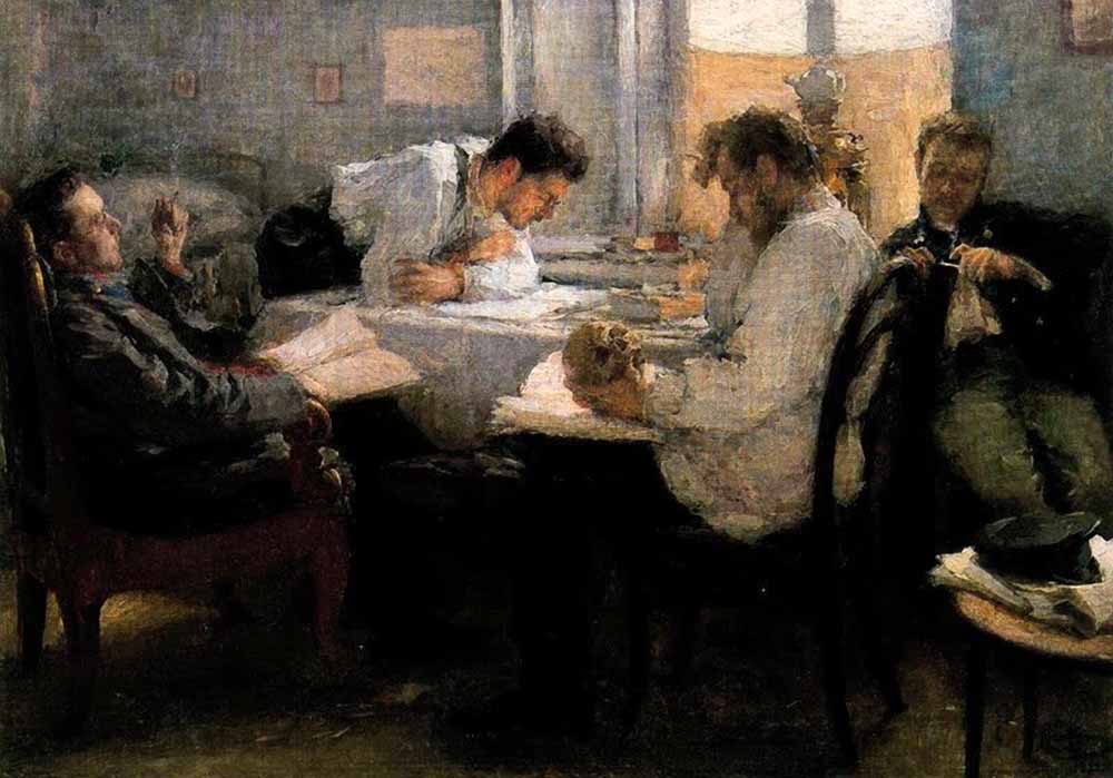 The Night before the Exam, vintage artwork by Leonid Osipovich Pasternak, 12x8" (A4) Poster