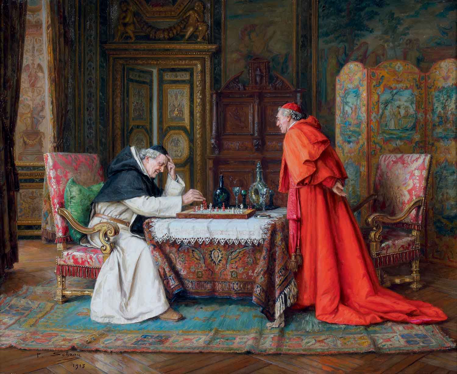 The Game of Chess, vintage artwork by Paul Schaan, 12x8" (A4) Poster