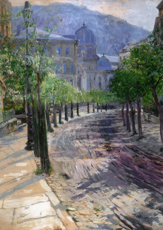 Horní sadová třída in Karlovy Vary, vintage artwork by Otakar Lebeda, 12x8" (A4) Poster