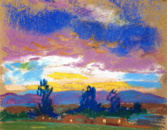 Evening Sky-Lights in Homes, vintage artwork by Albert Henry Krehbiel, 12x8" (A4) Poster