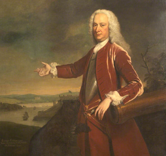 George Gibbon, Lieutenant Governor of Plymouth, vintage artwork by Attributed to Thomas Hudson, 12x8" (A4) Poster