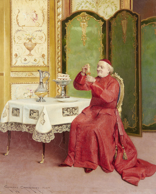 A Glass of Sherry, vintage artwork by Georges Croegaert, 12x8" (A4) Poster