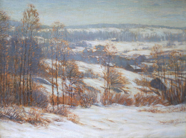 Winter in the Connecticut Hills, vintage artwork by Leonard Ochtman, 12x8" (A4) Poster