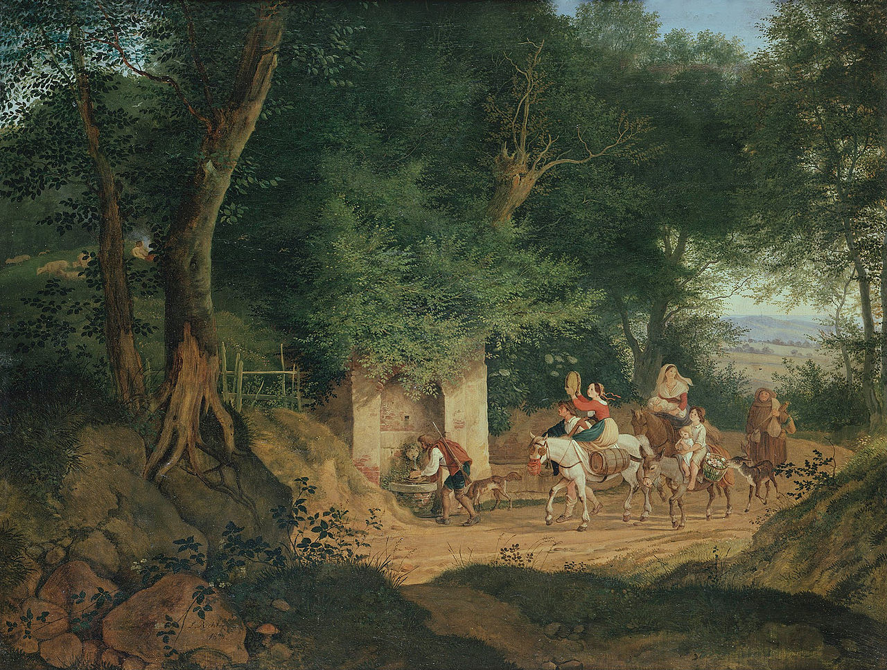 The Well in the Wood at Ariccia, vintage artwork by Ludwig Richter, A3 (16x12") Poster Print