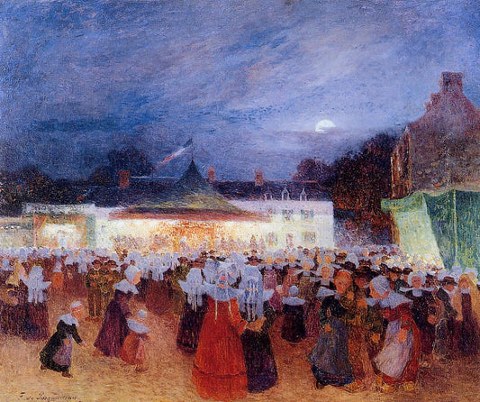 Carnival at Night, vintage artwork by Ferdinand du Puigaudeau, 12x8" (A4) Poster