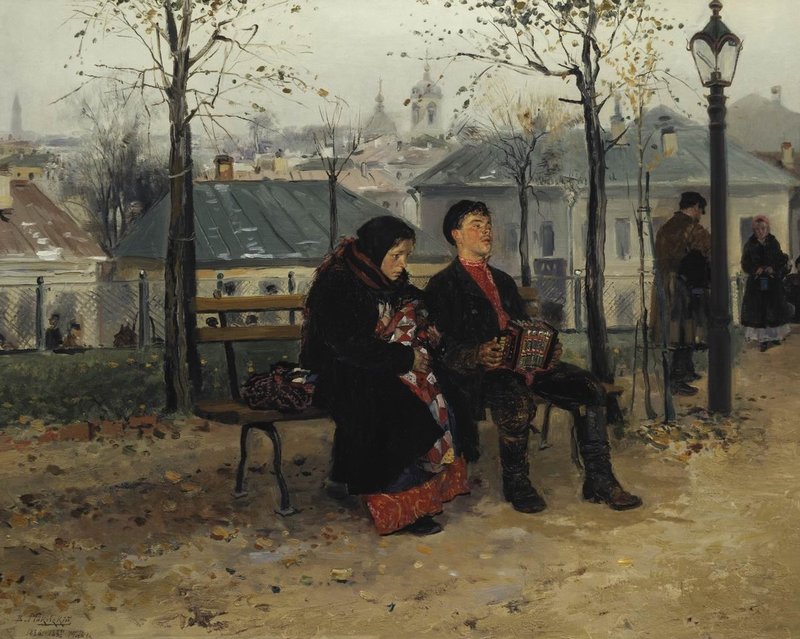 On the Boulevard, vintage artwork by Vladimir Yegorovich Makovsky, 12x8" (A4) Poster