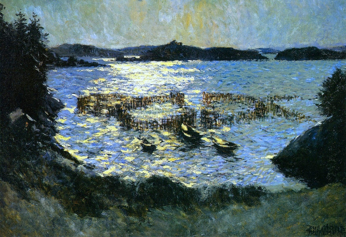 September Moon: The Weirs by Moonlight by Philip Little,A3(16x12")Poster