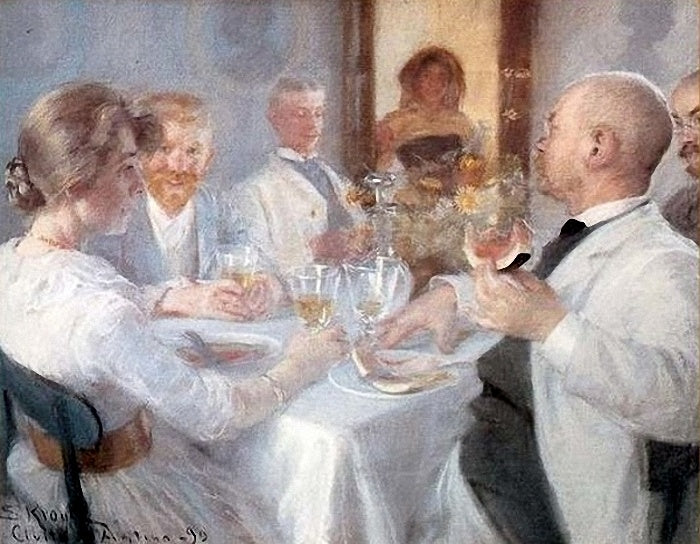 Luncheon at Antino, vintage artwork by Peder Severin Kroyer, 12x8" (A4) Poster